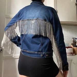 Coachella Rhinestone Fringe denim jacket